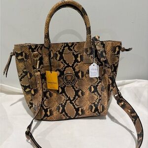 Authentic Mario Valentino Python Print VLogo Tote Crossbody Bag New with tags